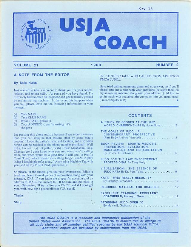 1989 USJA Coach Newsletter